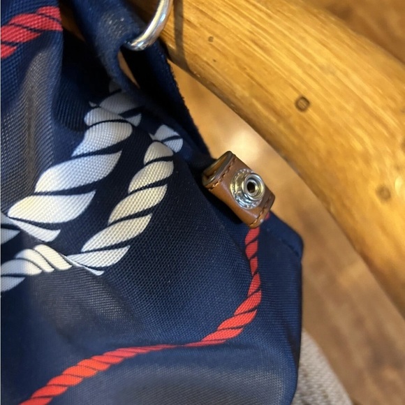 Tommy Hilfiger Patriotic Striped Tote Bag with Brown Handles - Picture 8 of 14